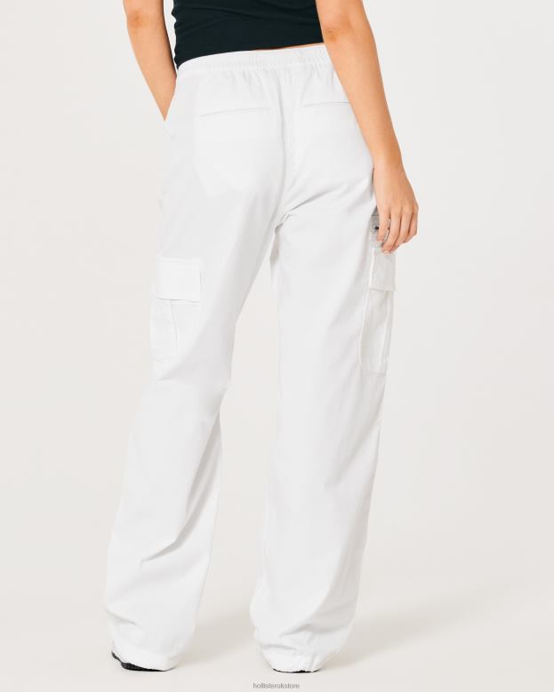 Bottoms Hollister Women Adjustable Rise Cargo Parachute Pants 48820579 White