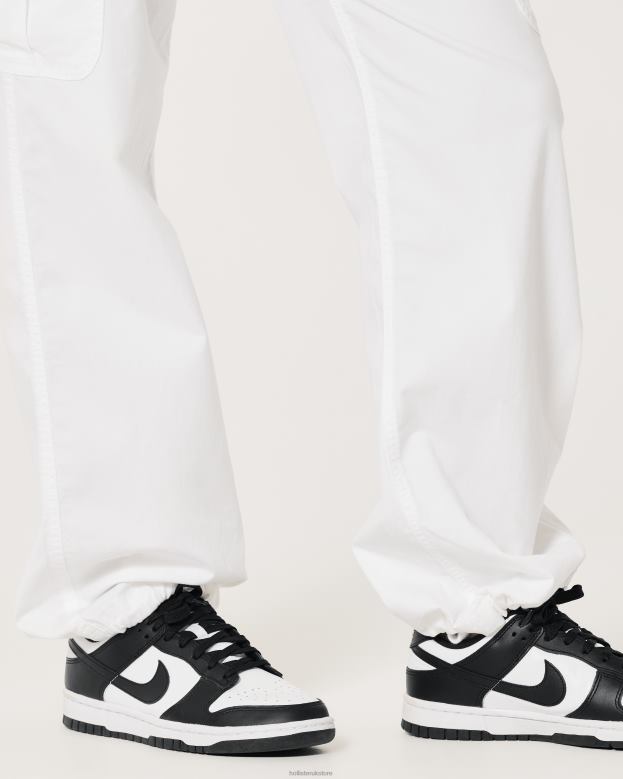 Bottoms Hollister Women Adjustable Rise Cargo Parachute Pants 48820579 White