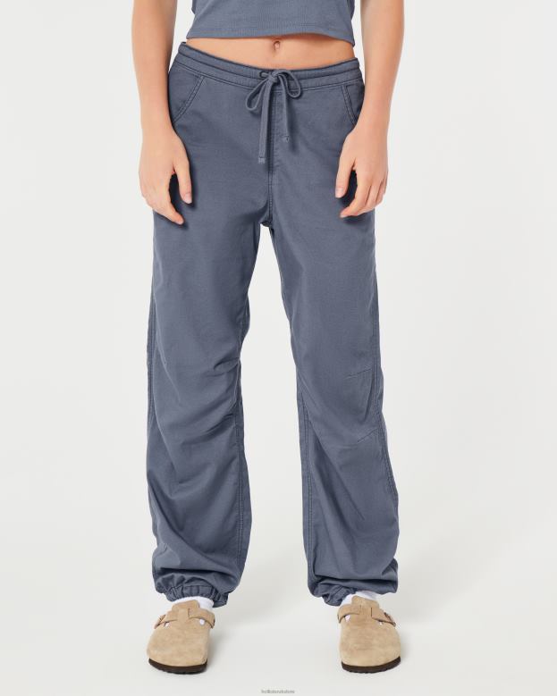 Bottoms Hollister Women Adjustable Rise Parachute Pants 48820615 Blue