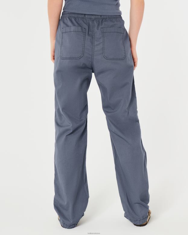 Bottoms Hollister Women Adjustable Rise Parachute Pants 48820615 Blue
