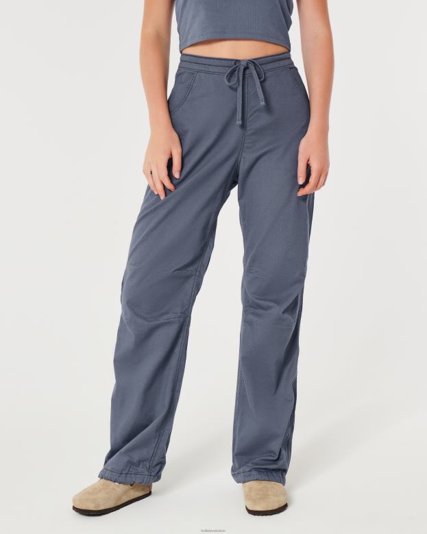 Bottoms Hollister Women Adjustable Rise Parachute Pants 48820615 Blue