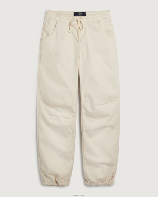 Bottoms Hollister Women Adjustable Rise Parachute Pants 48820676 Cream