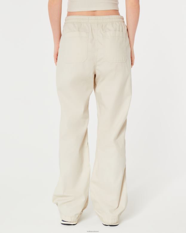 Bottoms Hollister Women Adjustable Rise Parachute Pants 48820676 Cream
