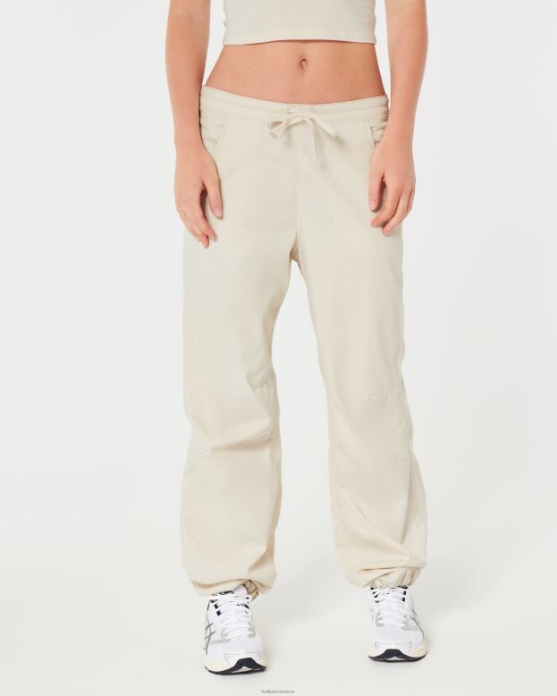 Bottoms Hollister Women Adjustable Rise Parachute Pants 48820676 Cream