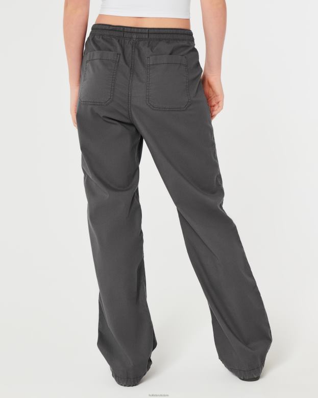 Bottoms Hollister Women Adjustable Rise Parachute Pants 48820680 Dark Grey