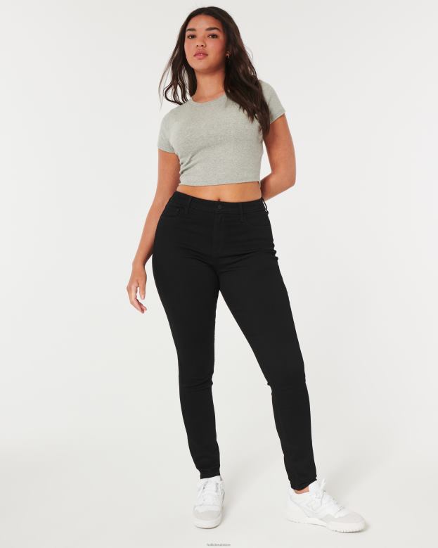 Bottoms Hollister Women Curvy High-Rise Black Super Skinny Jeans 48820531 Black