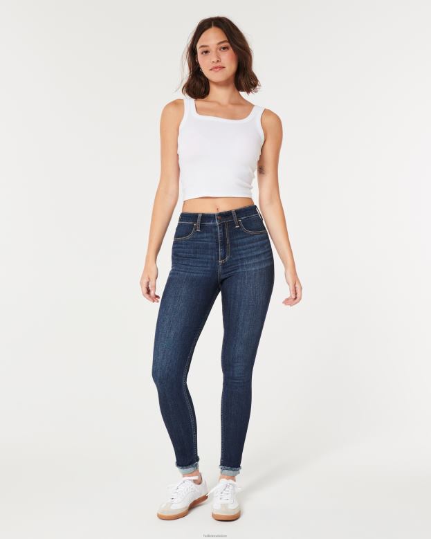 Bottoms Hollister Women Curvy High-Rise Dark Wash Jean Leggings 48820603 Medium Wash