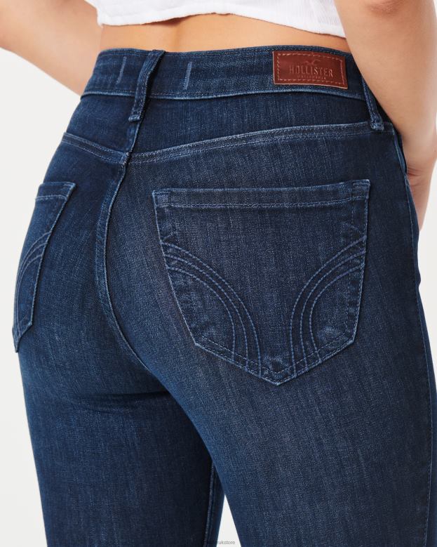 Bottoms Hollister Women Curvy High-Rise Dark Wash Super Skinny Jeans 48820602 Dark Rinse