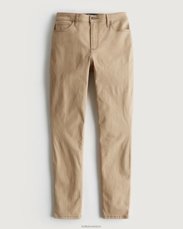 Bottoms Hollister Women Curvy High-Rise Khaki Super Skinny Pants 48820524 Light Brown