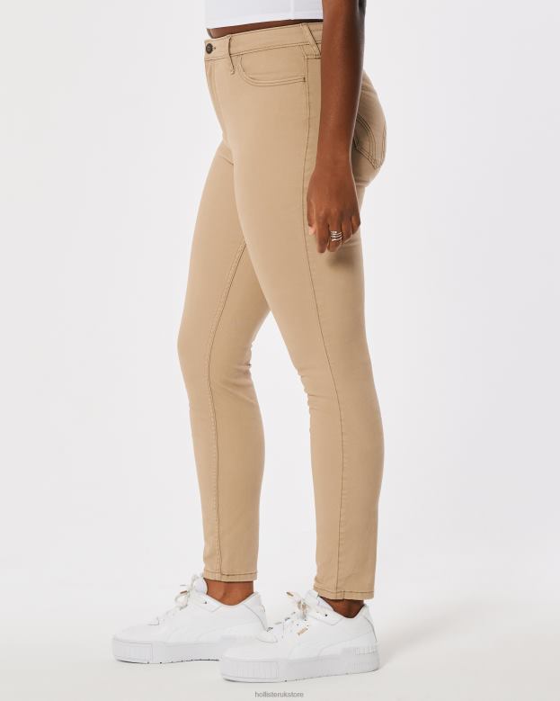 Bottoms Hollister Women Curvy High-Rise Khaki Super Skinny Pants 48820524 Light Brown