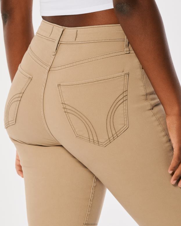 Bottoms Hollister Women Curvy High-Rise Khaki Super Skinny Pants 48820524 Light Brown