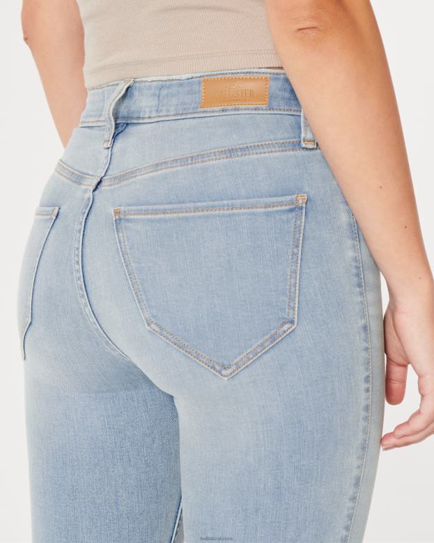 Bottoms Hollister Women Curvy High-Rise Light Wash Flare Jeans 48820573 Light Wash
