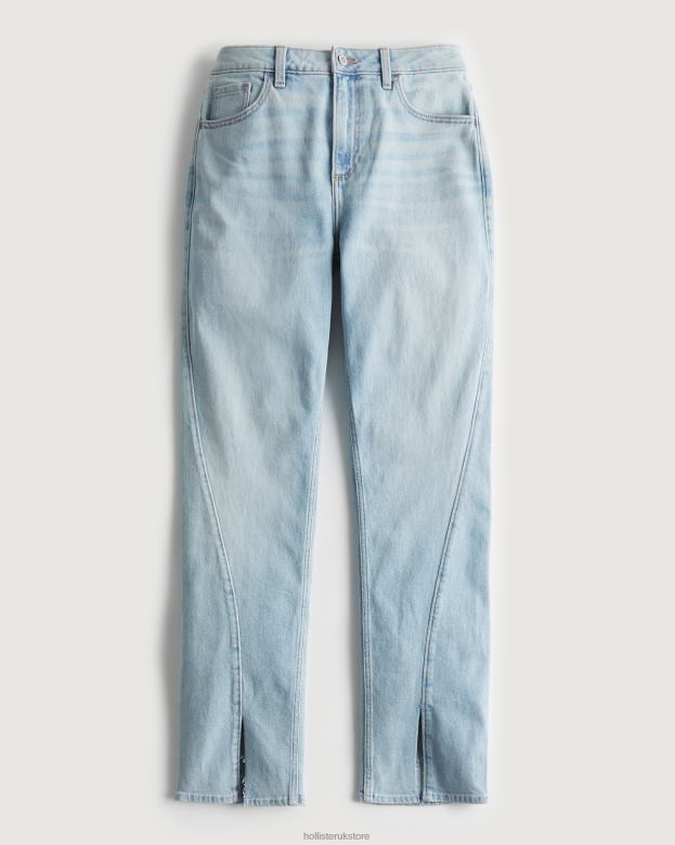 Bottoms Hollister Women Curvy High-Rise Medium Wash 90s Straight Jeans 48820722 Light Wash