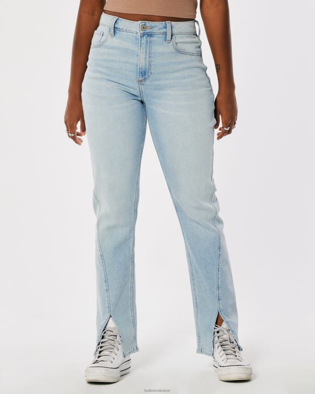 Bottoms Hollister Women Curvy High-Rise Medium Wash 90s Straight Jeans 48820722 Light Wash