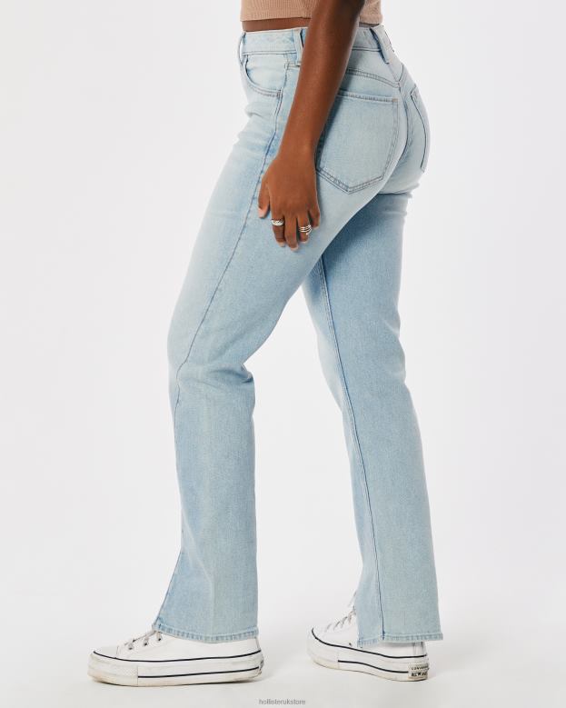 Bottoms Hollister Women Curvy High-Rise Medium Wash 90s Straight Jeans 48820722 Light Wash
