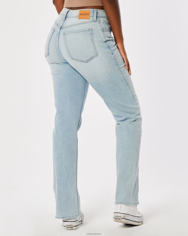Bottoms Hollister Women Curvy High-Rise Medium Wash 90s Straight Jeans 48820722 Light Wash