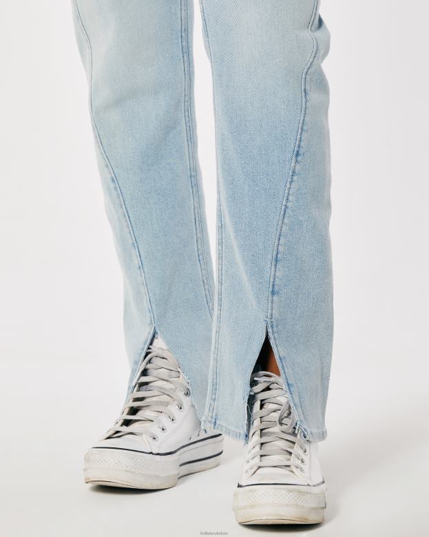 Bottoms Hollister Women Curvy High-Rise Medium Wash 90s Straight Jeans 48820722 Light Wash