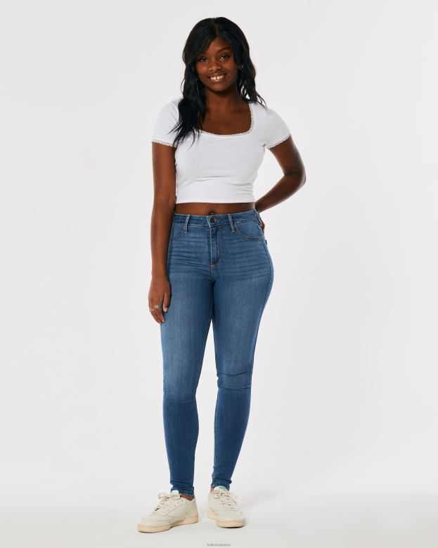 Bottoms Hollister Women Curvy High-Rise Medium Wash Jean Leggings 48820492 Medium Wash