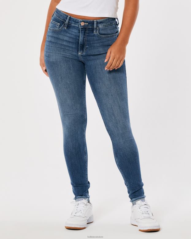 Bottoms Hollister Women Curvy High-Rise Medium Wash Super Skinny Jeans 48820576 Medium