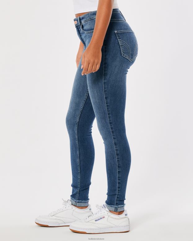 Bottoms Hollister Women Curvy High-Rise Medium Wash Super Skinny Jeans 48820576 Medium