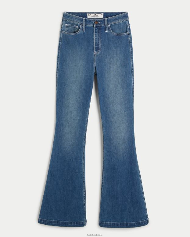 Bottoms Hollister Women Curvy High-Rise Medium Wash Vintage Flare Jeans 48820587 Medium Wash