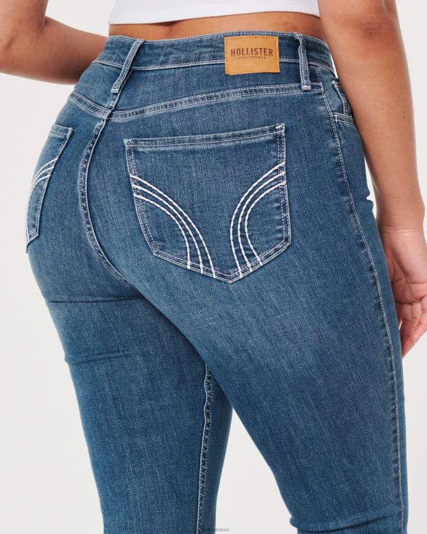 Bottoms Hollister Women Curvy High-Rise Medium Wash Vintage Flare Jeans 48820587 Medium Wash