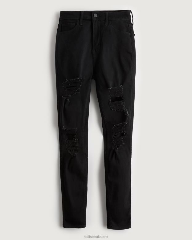 Bottoms Hollister Women Curvy High-Rise Ripped Black Super Skinny Jeans 48820557 Black Destroy