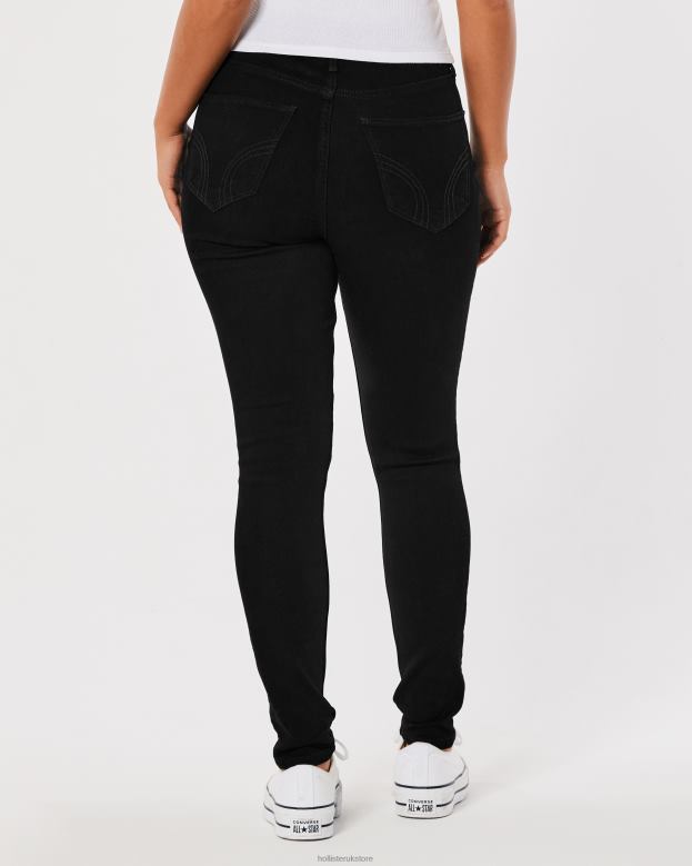 Bottoms Hollister Women Curvy High-Rise Ripped Black Super Skinny Jeans 48820557 Black Destroy