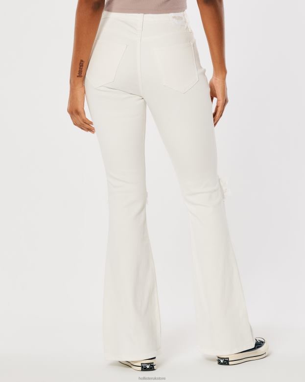 Bottoms Hollister Women Curvy High-Rise Ripped White Flare Jeans 48820756 Off White