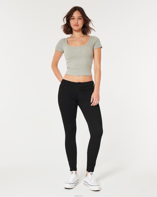 Bottoms Hollister Women Curvy Low-Rise Black Super Skinny Jeans 48820692 Black