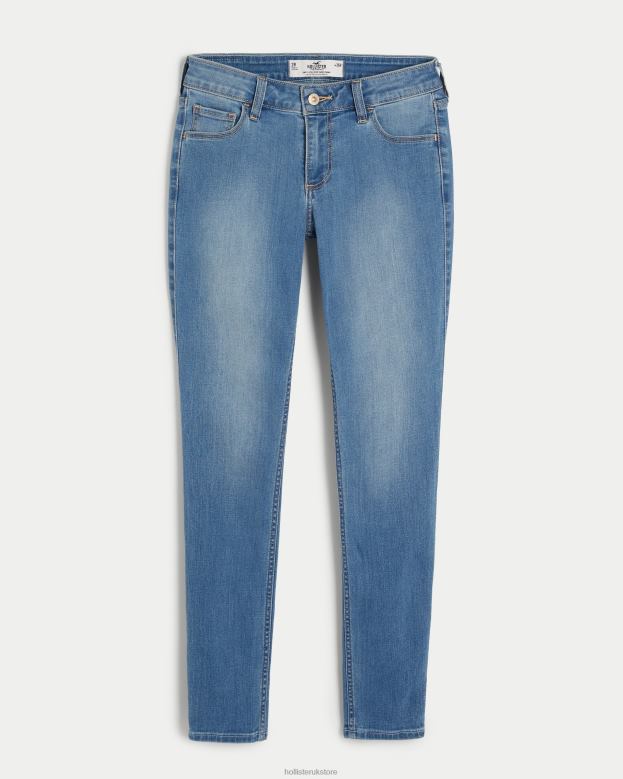 Bottoms Hollister Women Curvy Low-Rise Medium Wash Super Skinny Jeans 48820678 Light Medium Wash