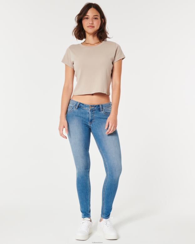 Bottoms Hollister Women Curvy Low-Rise Medium Wash Super Skinny Jeans 48820678 Light Medium Wash