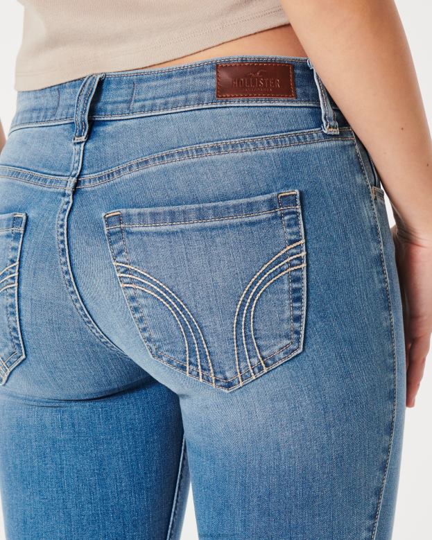 Bottoms Hollister Women Curvy Low-Rise Medium Wash Super Skinny Jeans 48820678 Light Medium Wash