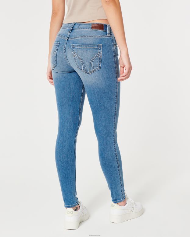 Bottoms Hollister Women Curvy Low-Rise Medium Wash Super Skinny Jeans 48820678 Light Medium Wash