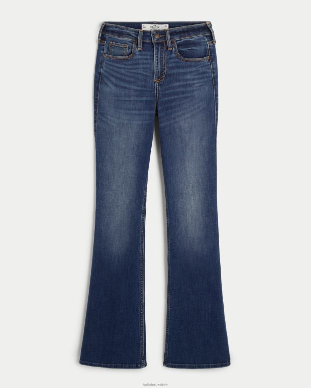 Bottoms Hollister Women Curvy Mid-Rise Medium Wash Boot Jeans 48820613 Dark Wash