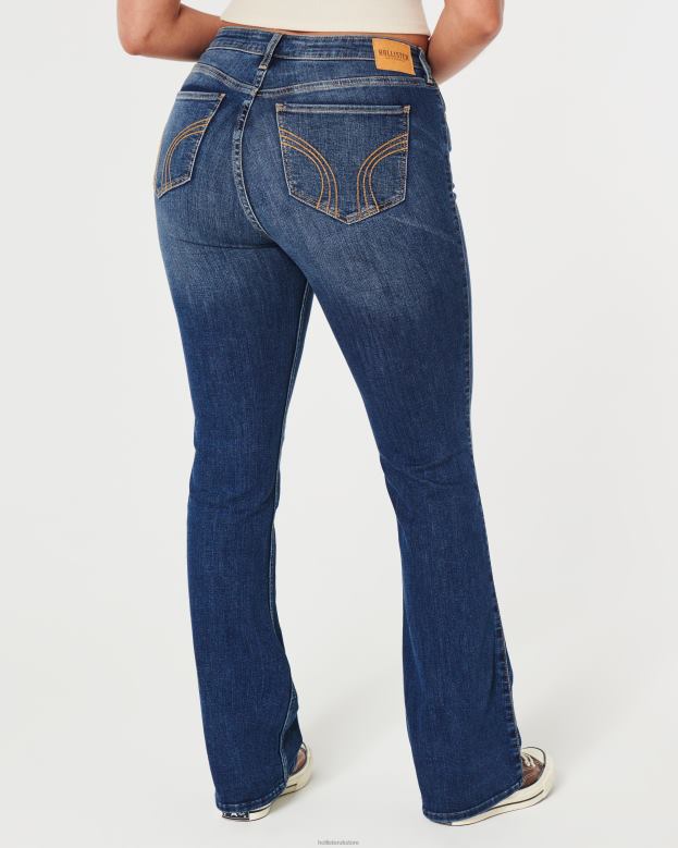 Bottoms Hollister Women Curvy Mid-Rise Medium Wash Boot Jeans 48820613 Dark Wash