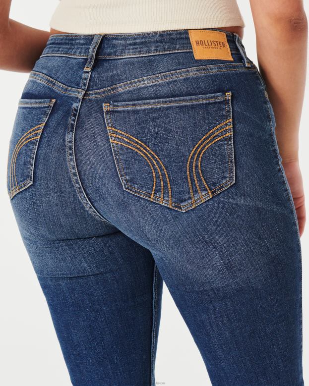 Bottoms Hollister Women Curvy Mid-Rise Medium Wash Boot Jeans 48820613 Dark Wash