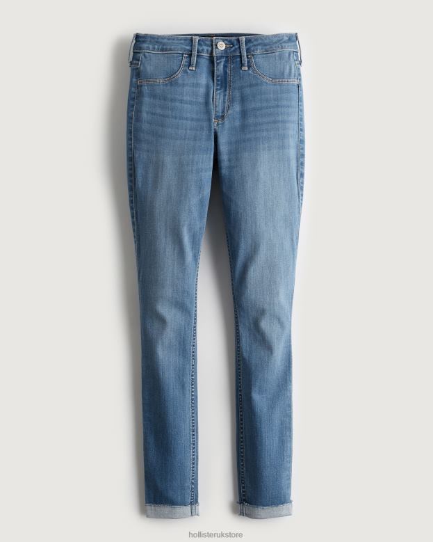 Bottoms Hollister Women Curvy Mid-Rise Medium Wash Jean Leggings 48820712 Medium