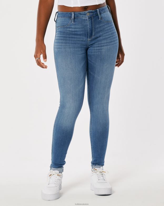 Bottoms Hollister Women Curvy Mid-Rise Medium Wash Jean Leggings 48820712 Medium