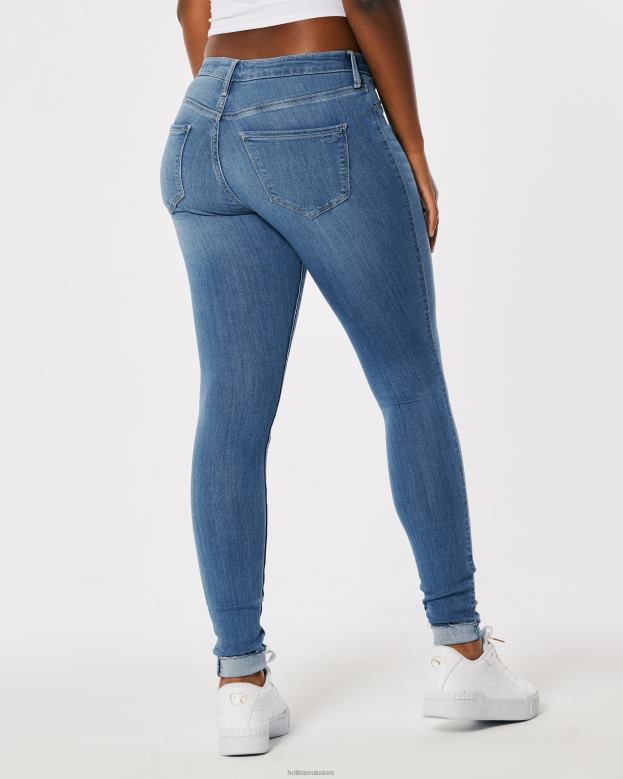 Bottoms Hollister Women Curvy Mid-Rise Medium Wash Jean Leggings 48820712 Medium