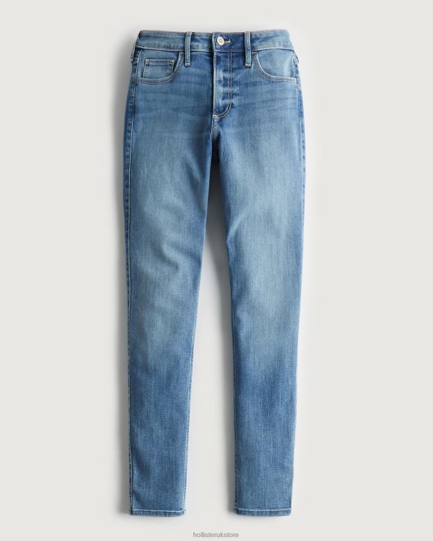 Bottoms Hollister Women Curvy Mid-Rise Medium Wash Super Skinny Jeans 48820750 Medium Wash