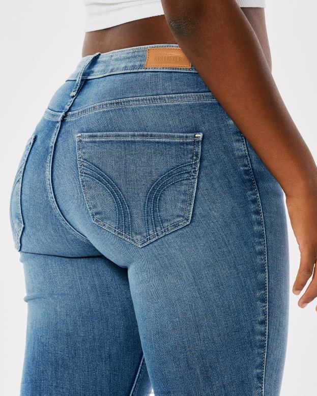 Bottoms Hollister Women Curvy Mid-Rise Medium Wash Super Skinny Jeans 48820750 Medium Wash