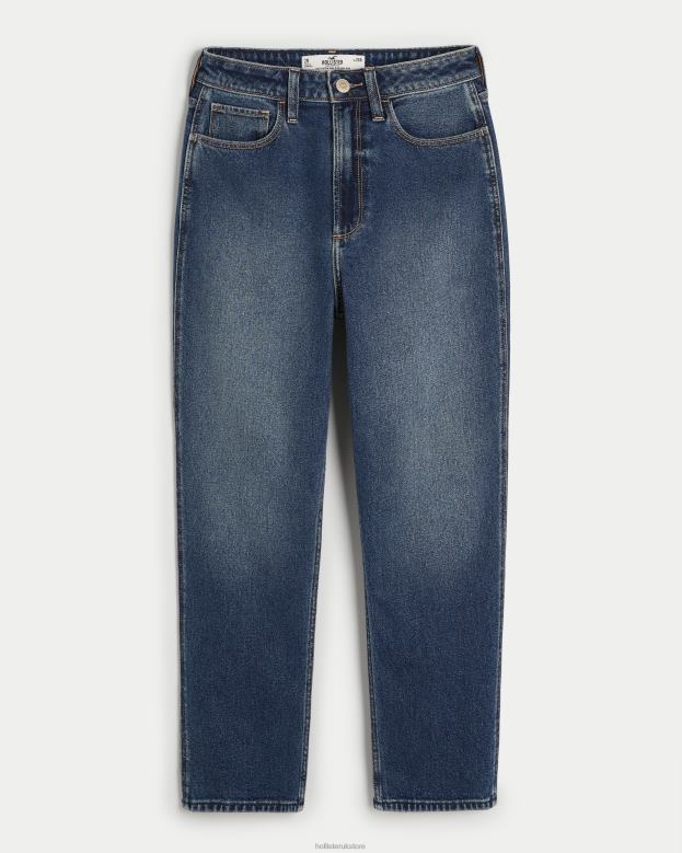 Bottoms Hollister Women Curvy Ultra High-Rise Dark Wash Mom Jeans 48820572 Dark Wash