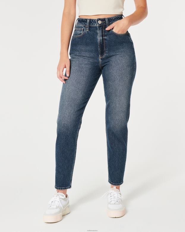 Bottoms Hollister Women Curvy Ultra High-Rise Dark Wash Mom Jeans 48820572 Dark Wash