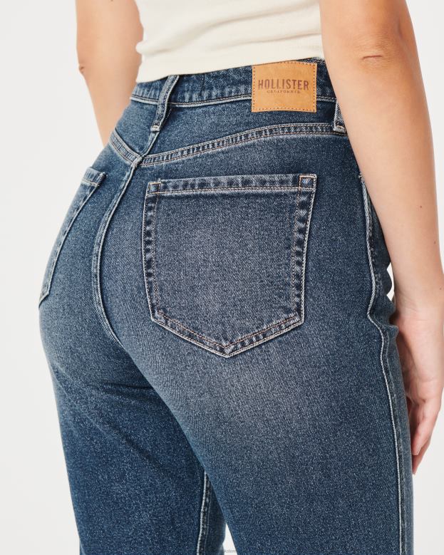 Bottoms Hollister Women Curvy Ultra High-Rise Dark Wash Mom Jeans 48820572 Dark Wash