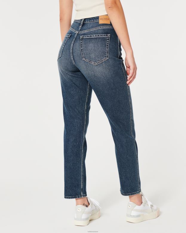 Bottoms Hollister Women Curvy Ultra High-Rise Dark Wash Mom Jeans 48820572 Dark Wash