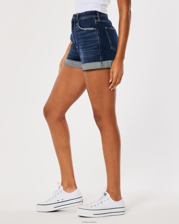 Bottoms Hollister Women Curvy Ultra High-Rise Denim Mom Shorts 48820752 Dark Wash