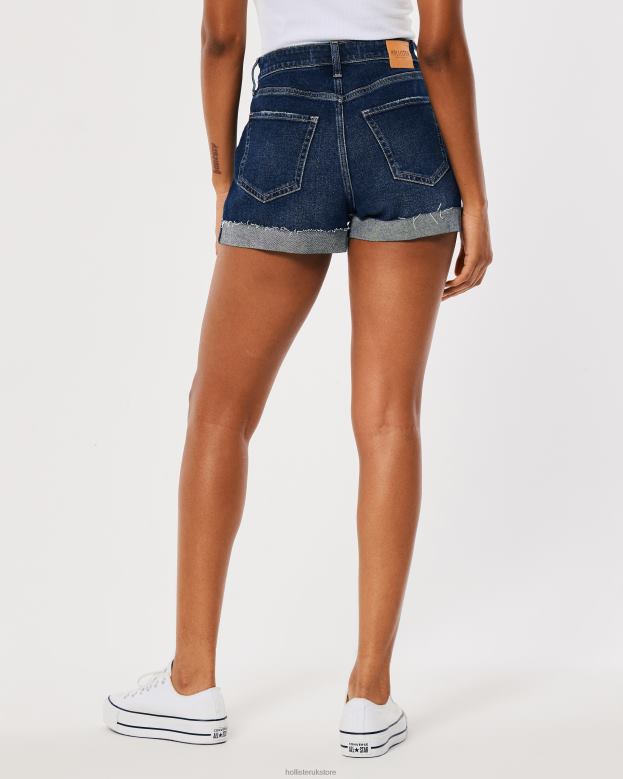 Bottoms Hollister Women Curvy Ultra High-Rise Denim Mom Shorts 48820752 Dark Wash