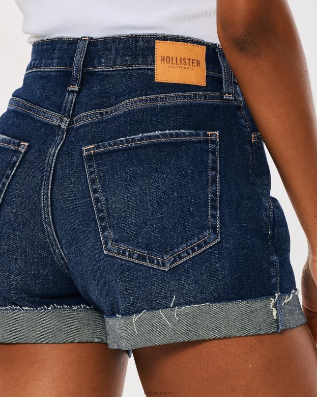 Bottoms Hollister Women Curvy Ultra High-Rise Denim Mom Shorts 48820752 Dark Wash