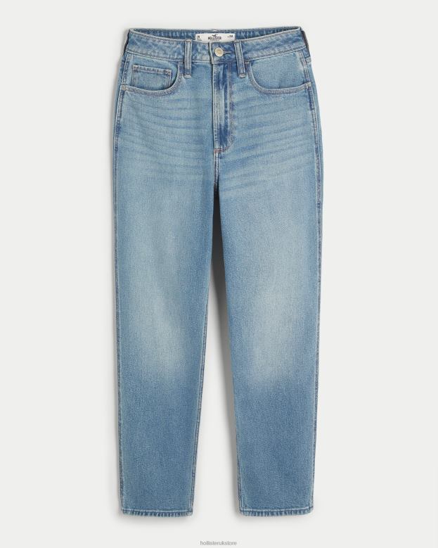 Bottoms Hollister Women Curvy Ultra High-Rise Medium Wash Mom Jeans 48820484 Medium Wash